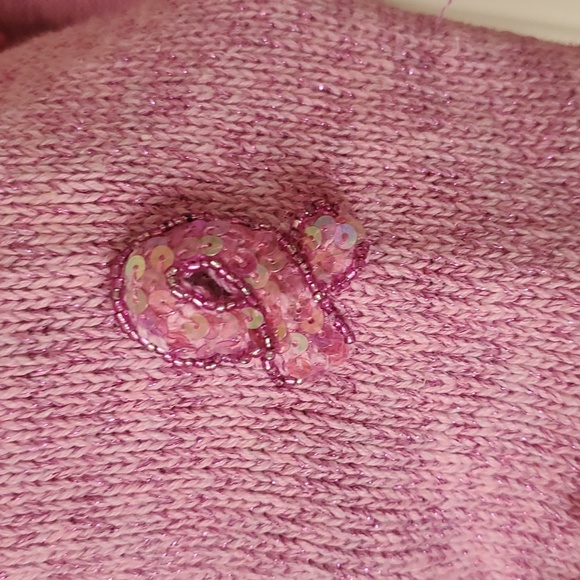 Like new! Design Options by Philip & Jane Gordon breast cancer fringe sweater - Picture 3 of 11